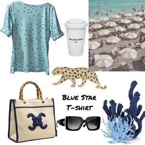 Aqua & Navy Blue Star T-Shirt